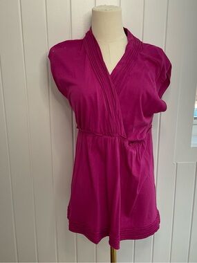 Calvin Klein Fuchsia Pleated V-Neck Tunic